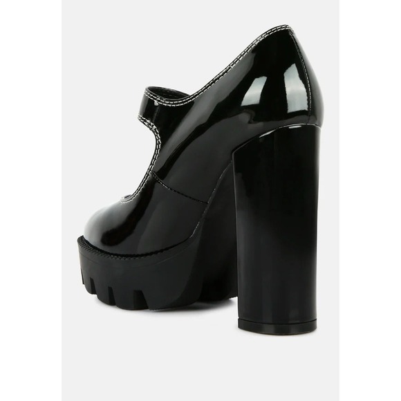 London Rag Mary Jane Black Platform Heels Women US 10 Patent Y2K Chunky Goth Alt - Picture 3 of 7